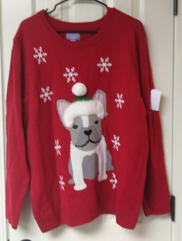 Laura Scott Christmas Sweater Penguin Dog New With Tags various