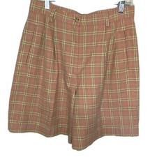 Women's Retro Vintage Plaid Shorts Pleated Golf Size 12 High Waist LizClaiborne