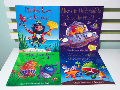 Lot of 4x Aliens Love Underpants Series Children's Books by Clair Freedman!