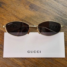 Gucci GG1802S 001 55mm Square Sunglasses in Gold/Gray Lens Crystal Arm Logo
