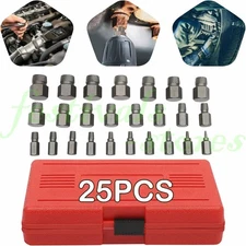 25 PC Multi-Spline Screw Extractor Set Hex Head Bit Socket Wrench Bolt Remover