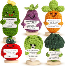 Wsomeso Handmade Funny Veggies Emotional Support Pickle Crochet Doll,6PCS Cute K