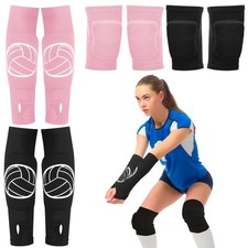 2 Set Volleyball Knee Pads and Volleyball Arm Sleeves with Protection Pad Com...