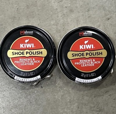 Set Of 2 - Kiwi Shoe Polish Renews and Protects Black Leather, 1.125 oz ( 32g )