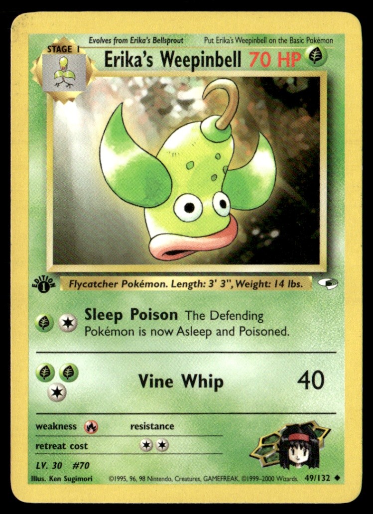 Erika's Weepinbell (49) Uncommon 1st Edition Gym Heroes 049/132 NM Pokémon TCG