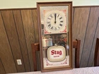 Vintage Old Style Beer Stag Clock Sign Mirrored Picture