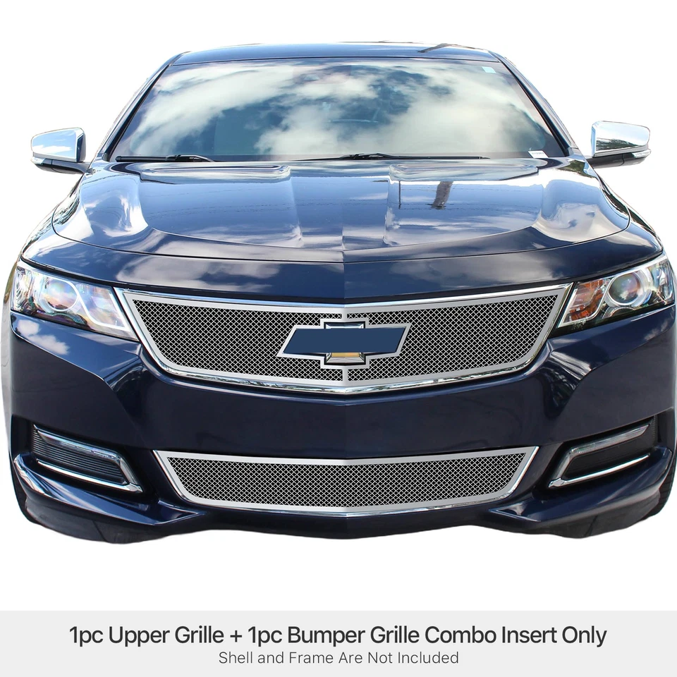 Combo de perno sobre rejilla de malla de acero inoxidable para Chevy Impala 2014-2020 Foto 3 de 4