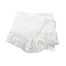 Hadetoto Coperta Bambino Maglia Cotone Morbido Pizzo 102 X 82 Centimetri, Bianco