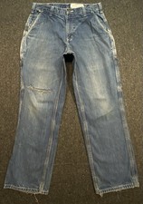 Carhartt Workwear Flame Resistant Blue Jeans Men  s 32x30 Denim Distressed