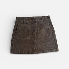 American Eagle Olive Green Corduroy Button Front Mini Skirt Super Stretch Size 6