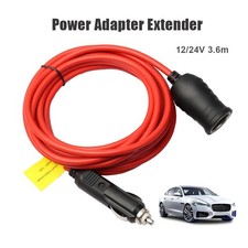 3.6m 12V 24V Car Power Adapter Extension Cord 15A Fuse Cigar Lighter Plug