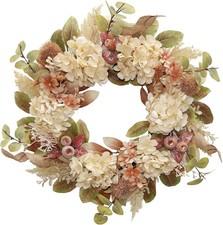 18 Inch Fall Wreath for Front Door Boho Brown Outdoor Decor
