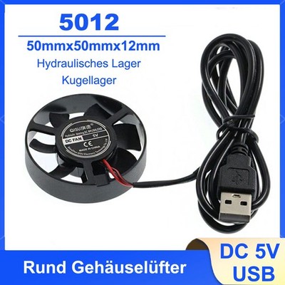 50mm USB Rund Kühler Silent Lüfter Cooling Fan DC 5V für Desktop PC Gehäuse