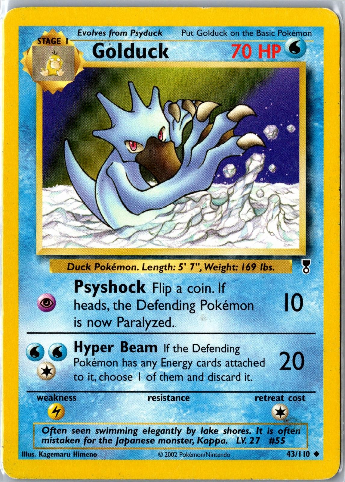 Pokemon Card - Golduck 43/110 Legendary Collection Uncommon Heavily Played