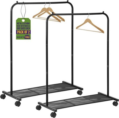 Lifemaster Metal Clothes Rack - Pack of 2 Versatile, Ample Storage Space
