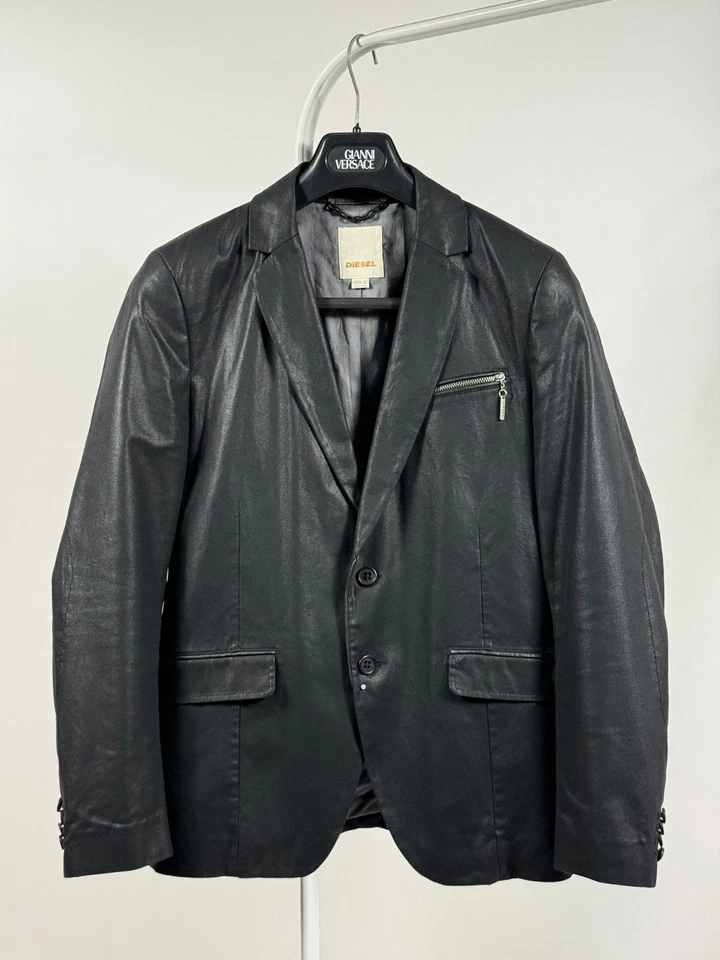Diesel Men’s Blazer Avant Garde Y2K Black glossy size S - Image 2 of 4