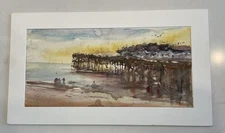 Original Abstract Watercolor Painting Signed By Artist Beach Pie, Nautical Theme