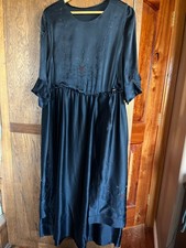 Antique 1910's 1920's dress M-L exquisite beading blue silk