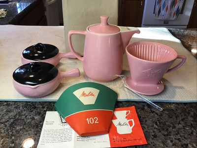 VINTAGE PINK Ceramic MELITTA Pour Over Coffee Maker 102 Germany SUGAR BOWLS NEW