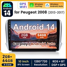 64G For Peugeot 208/2008 2012-2018 Android CarPlay Car Stereo Radio GPS Sat Nav
