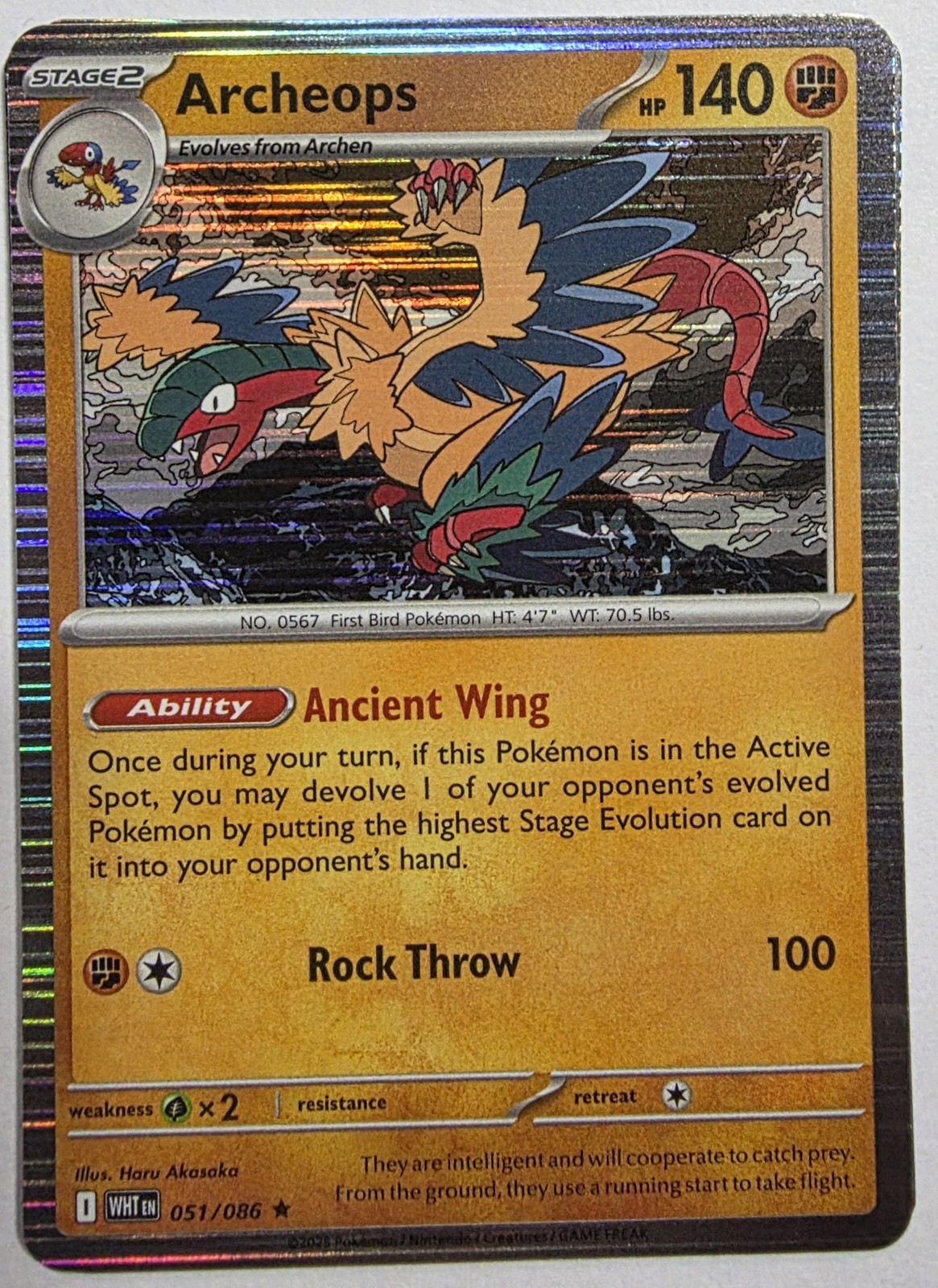Pokémon TCG Archeops White Flare 51/86 Holo