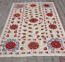 Silk Suzani Hand Embroidered 58x85 Bedspread or Wall Hanging
