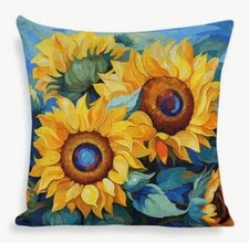 Colorful Sunflowers Garden Double Sided Linen Throw Pillow Cover Home Decor