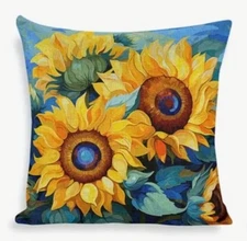 Colorful Sunflowers Garden Double Sided Linen Throw Pillow Cover Home Decor