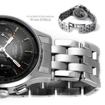 Uhrenarmband 19 mm Edelstahl massiv STRELA Uhr glanz matt Butterfly Verschluss