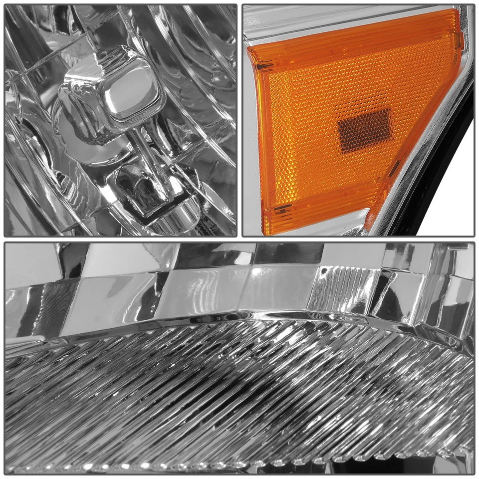 Fit 2011-2016 Ford Super Duty Pair Chrome Housing Amber Corner Headlight/Lamp - Image 4 of 4