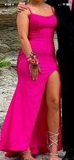 Sherri Hill Pink Long 4 Square Neck Backless Lace-Up Slit, negotiate price