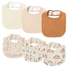 6 Pack Muslin Baby Bandana Drool Bibs Adjustable Teething Unisex Gift