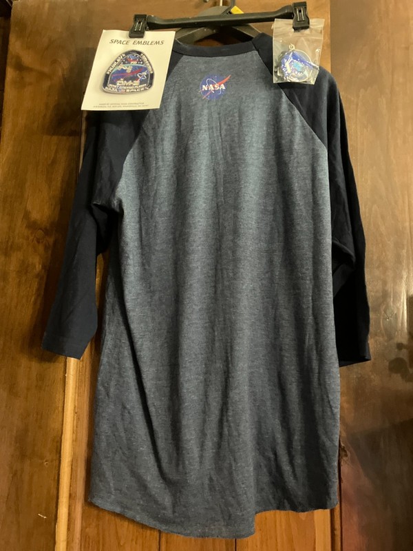NEW NASA Crew 2 3/4 Sleeve Shirt + Demo 2 Mission Patch + Keychain or Charm Lot