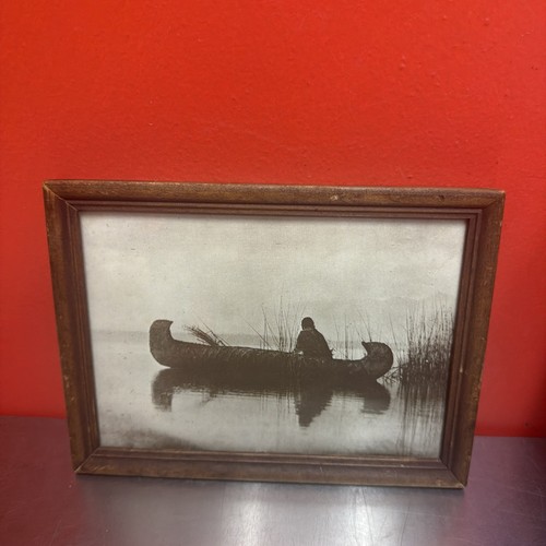 EDWARD CURTIS Native American Indian Canoe Duck Hunter Photo 6.75 x 5!