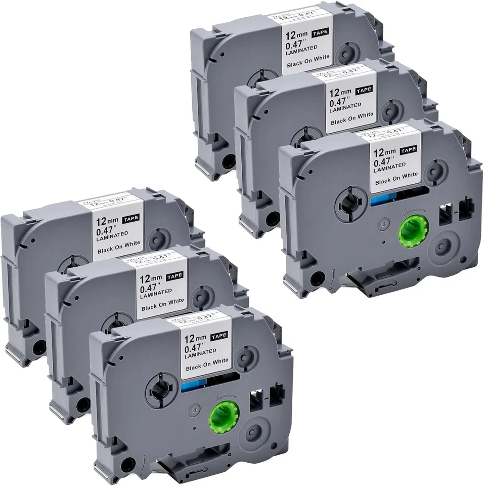 LABELGIFT Brother P-Touch TZ-231 TZe-231 12mm Label Tape Black on White 1/2 PT-D210 1~100X