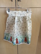 Vintage Floral Apron With Forest Scene At The Bottom And Lace