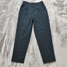 Vintage Metro New York Pants Womens 10 Green Plaid Pleated High Rise Tapered