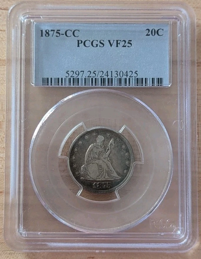1875-CC 20C Twenty Cent Piece 20 Double Dime PCGS VF25 Choice Coin - Image 4 of 4