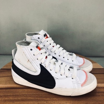 Nike Blazer Mid 77 Jumbo White Black Mens Sneakers Size 9.5 Big Swoosh Lace Up