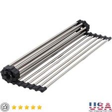 Over Sink Roll Up Dish Drying Rack Kitchen Organizer Cooking Prep Station New