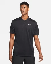 NWT MEN'S NIKECOURT DRI-FIT TENNIS BLADE POLO DJ4167-010 BLACK SZ LARGE