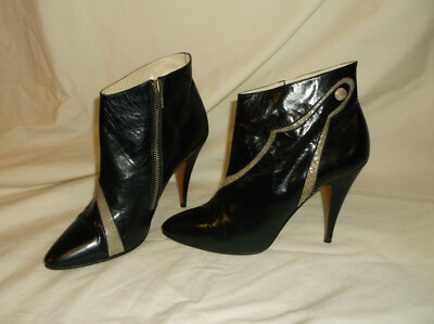 Scruples by Emenghi Black destress / Snakeskin Details Ankle Boots 6.5 ...