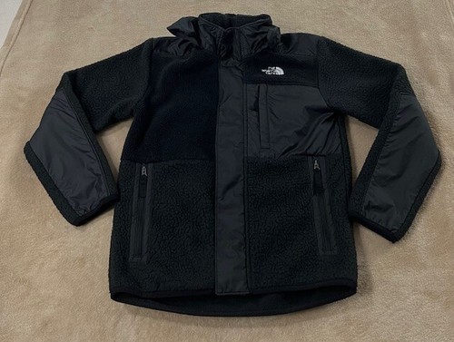 The North Face Forrest Mixed-Media Boy M (10) Snap Fleece Jacket Gray/Black EUC