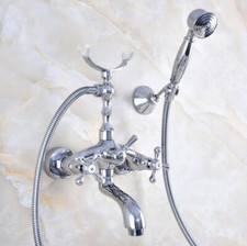 Polished Chrome Clawfoot Bathroom Bathtub Faucet Handheld Shower Mixer Tap