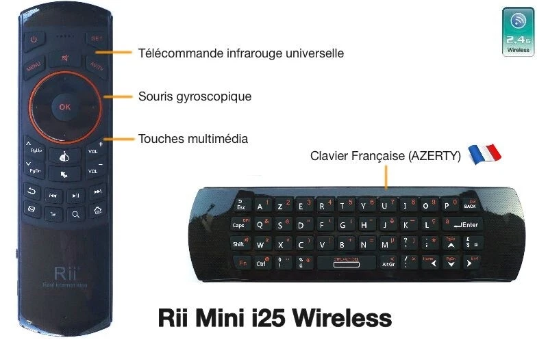 VENZ IC-VZRK1: Telecomando con Mini Tastiera Air Mouse Wireless per Box Android