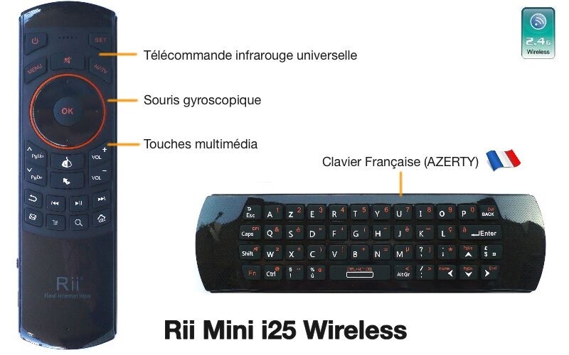 Télécommande Air Mouse Rii i25 programmable pour contrôler vos box Android sans effort