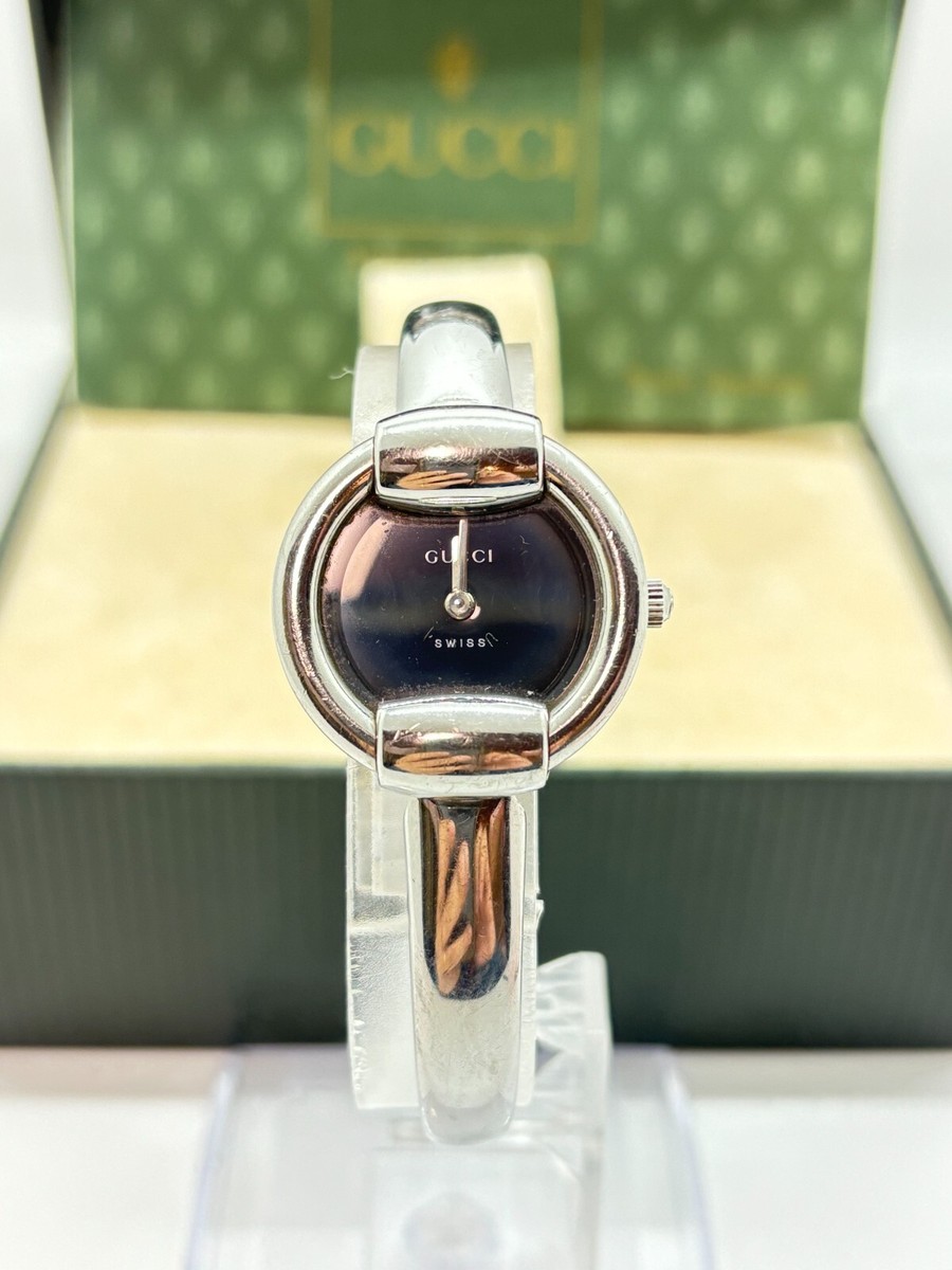 Exc+5 w/Box ] GUCCI 1400L Vintage Pink Dial Silver Quartz Watch