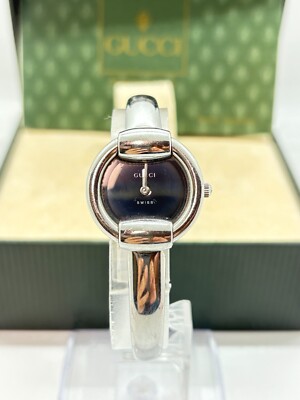 Exc+5 w/Box ] GUCCI 1400L Vintage Pink Dial Silver Quartz Watch