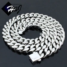 20"MEN's Stainless Steel HEAVY WIDE 12mm Silver Miami Cuban Curb Chain Necklace