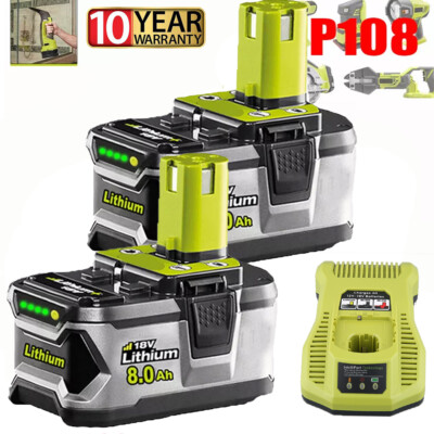 2x Original Für Ryobi Akku 18V 5,0Ah HP Lithium ONE Plus RB18L50 P108/Ladegerät
